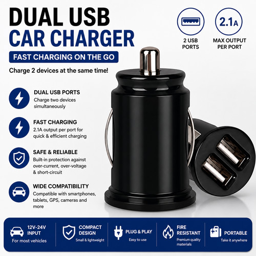 Fast usb car charger dual - fast,