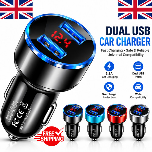 Dual usb fast car charger - 3.1a,