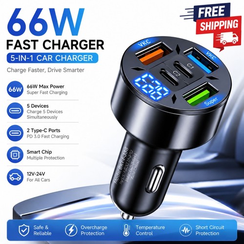 Fast car charger - 66w, quad