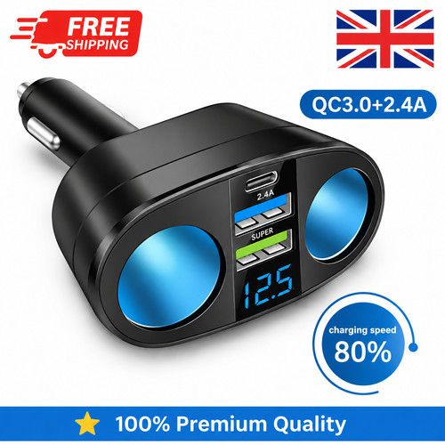 12v dual usb car charger - car,