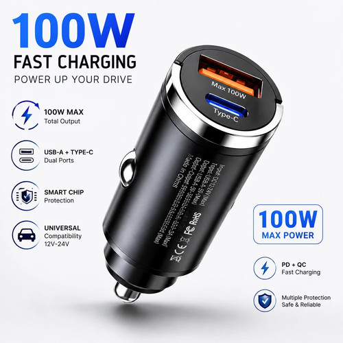 100w fast car charger - fast, 2