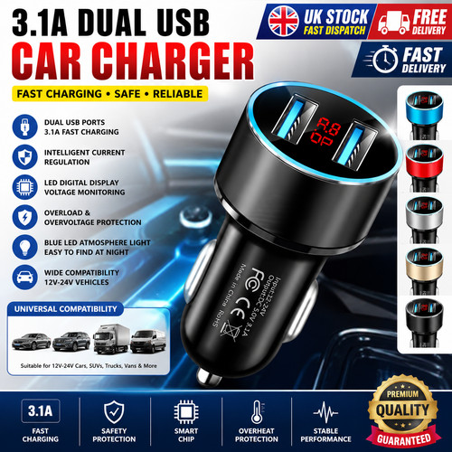 Dual usb fast - 3.1a, charger