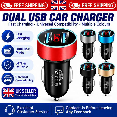 Dual usb fast car charger - car,