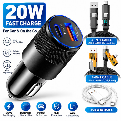 Fast car charger 20w - car, pd